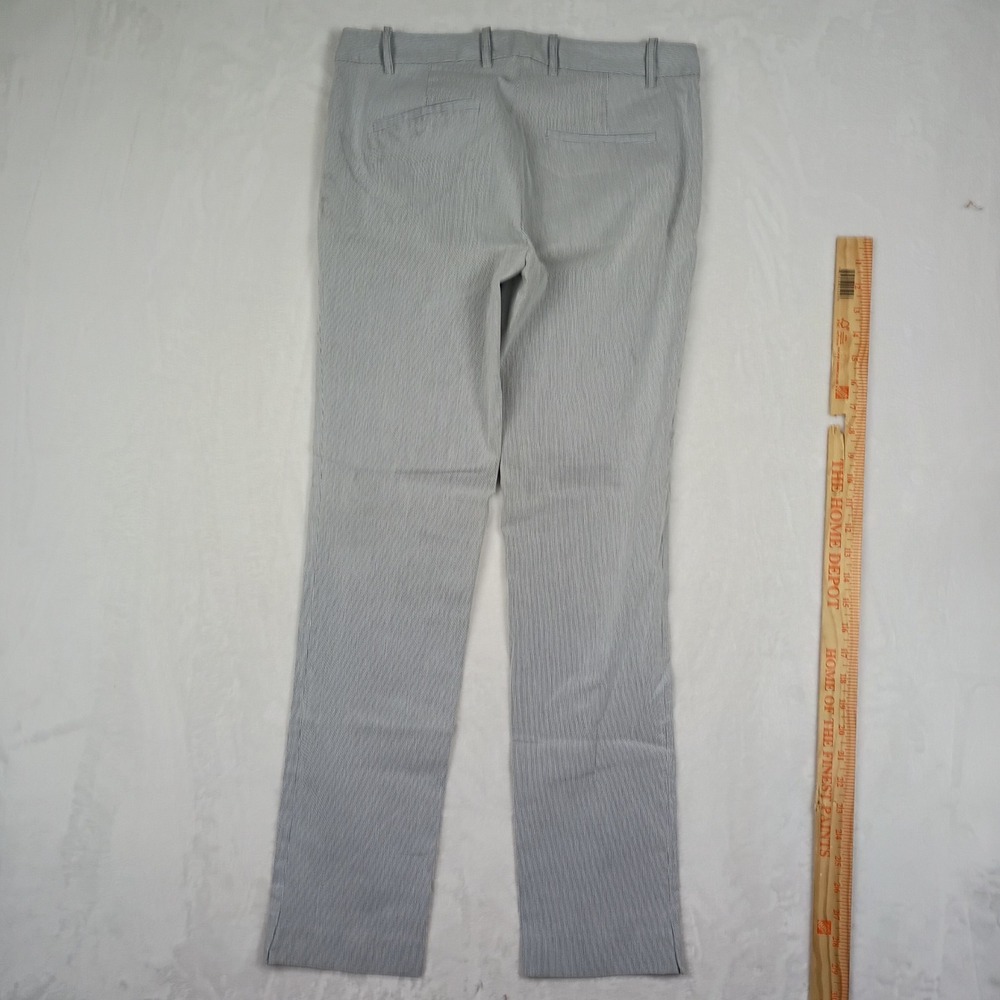Zara Basic Womens Striped Slim Trousers Blue White Seersucker Style‎ Size 6 28 - Picture 3 of 7